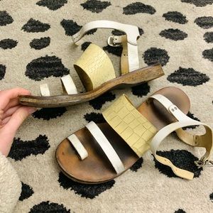 Rag & Bone white and off-white alligator sandals